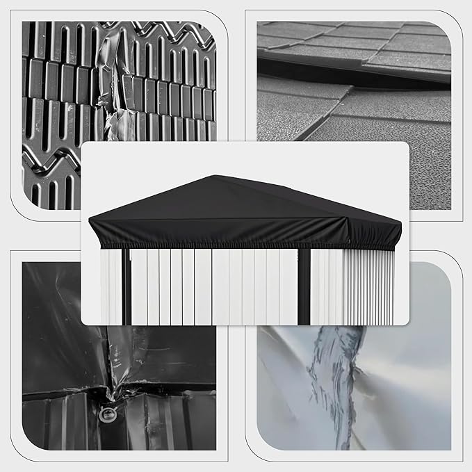 6x4 Ft Durable Slooping Roof Shelter Cover Pressure Rubberized Oxford Cloth, Sun, Dust, Rain and Leaf Resistant with 8 Silicone Protective Corners (Black)