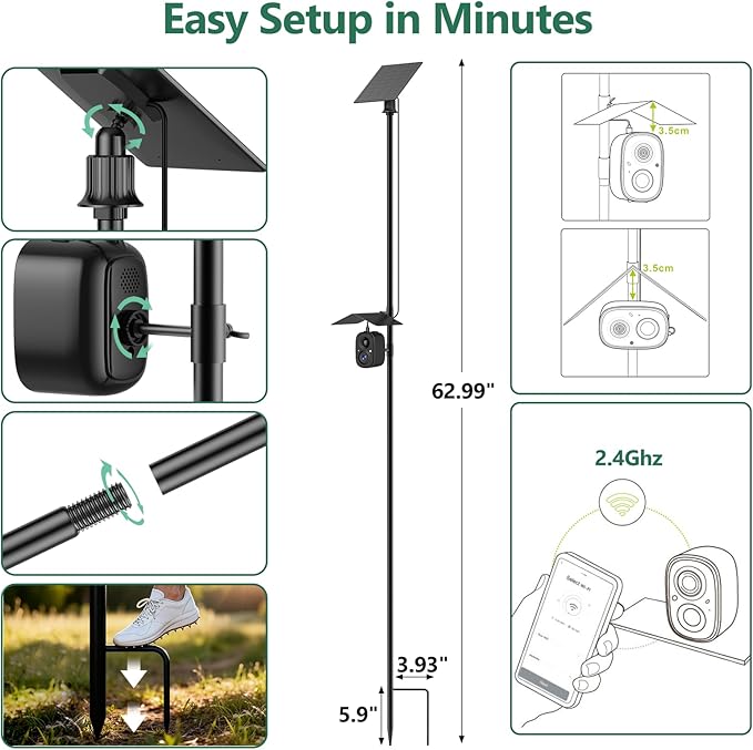 Smart Bird Feeder Camera Solar Powered with Pole, 2.5K HD Birdwatching Live Video Auto Capture, AI Identification & Instant Notification, Wireless Bird House/Bath Cam Outdoor, Gift for Bird Lovers