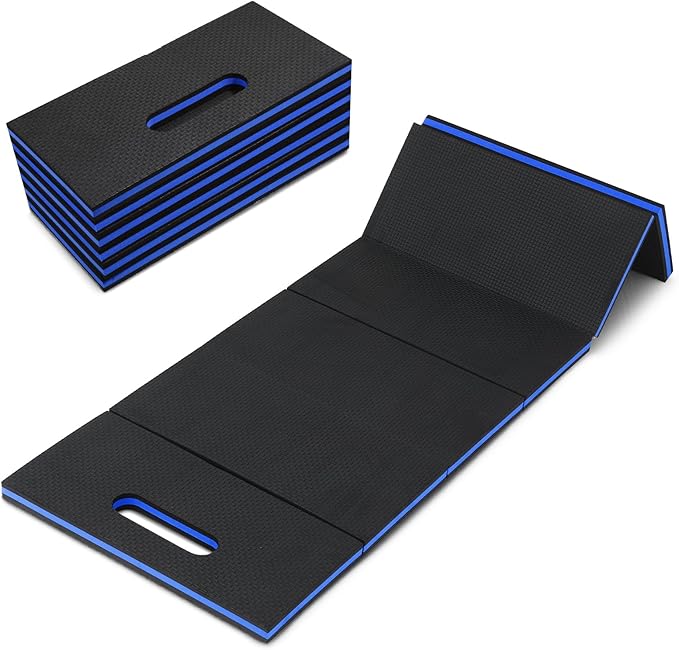 Ptwola Foldable EVA Mat with Carrying Handle, 2.5cm Thick Foam Cushion Kneeling Pad High Density Water Resistant Anti Slip Knee Mat for Workout Exercise Mechanic Garages Picnics Gardening Camping Gym