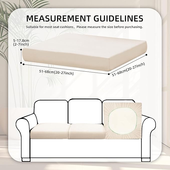 BIETYONE 8Pcs Stretch Patio Cushion Covers,Outdoor Couch Covers Replacement,Outdoor Couch & Sofa Slipcovers,for Patio Furniture Cushion Covers,Washable Reusable urniture Protector(Beige,8PCS)