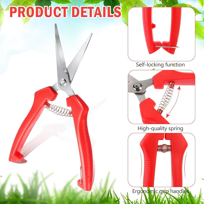 Lasnten 30 Pcs Bud Trimming Scissors Bulk 7.2 Inch Pruning Shears Garden Scissors for Precise Cut Bonsai Gardening Hand Pruner with Straight Stainless Steel Blade Pruning Snip for Flower Plant (Red)