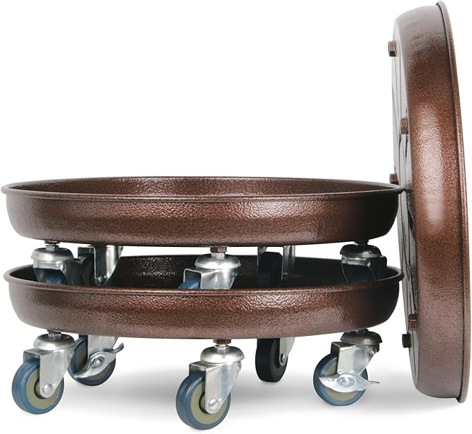 Plant Caddy with Wheels 14 Inch 3 Pack, Heavy Duty Metal Plant Stand & Dolly with Lockable Casters, Holds 200 lbs for Indoor Outdoor Large Flower Pots, Bronze