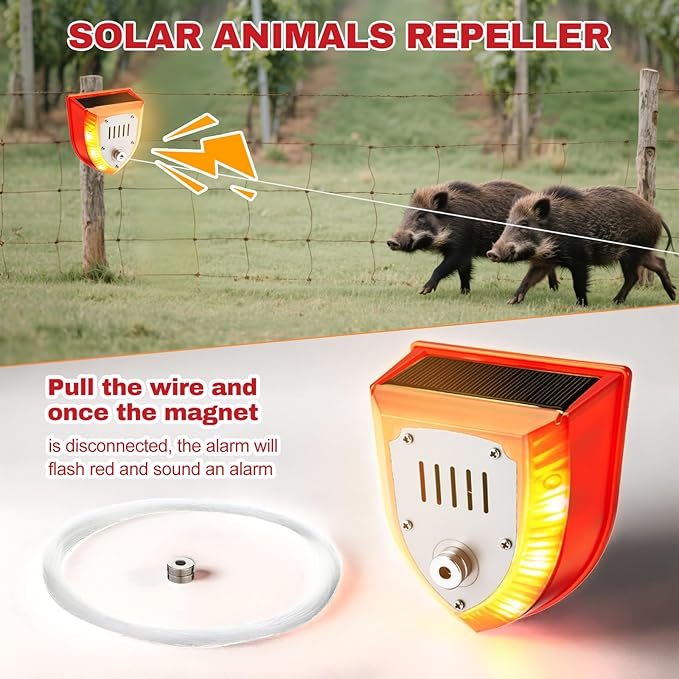 6 Pack Trip Wire Alarm Device 328 ft Reusable Wire for Perimeter Defense 129dB Sound and Light Siren Portable Early Warning Alarm for Outdoor Camping RV Farm Yard Cabin and Property Safety