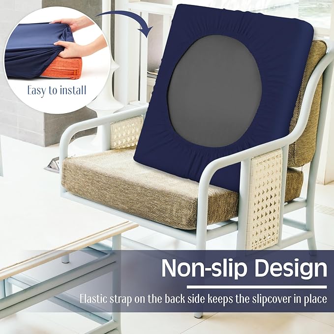 Newwiee 12 Pcs Patio Cushion Covers Outdoor Stretch Sofa Couch Cover Replacement Couch Slipcover Sofa Seat Chair Porch Patio Furniture Protector, Flexibility Washable(Navy Blue,Moroccan and Solid)
