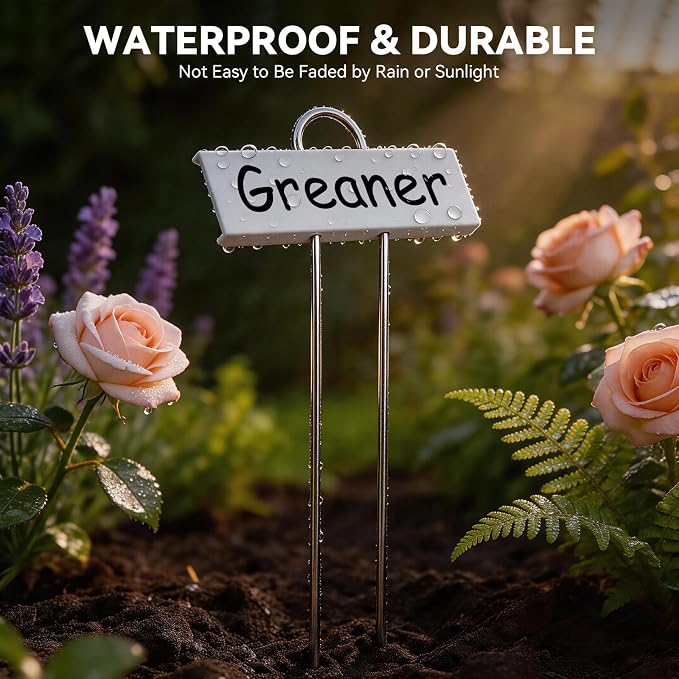 Greaner White Plant Markers 30PCS, 10.6'' Height Metal Plant Labels for Seedlings, Garden Signs for Vegetables, Reusable Marker Flags for Indoor Outdoor Use
