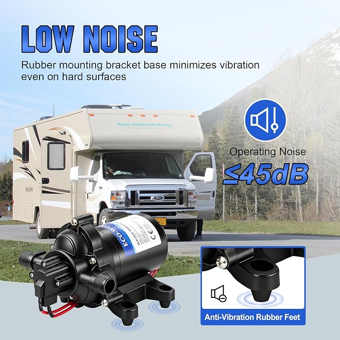 ECO-WORTHY RV Water Pump 12Volt 3.5GPM 50PSI 12V Fresh Diaphragm Pump with Pressure Switch and Self-Priming for RV Yacht Garden Sprayer Food Truck