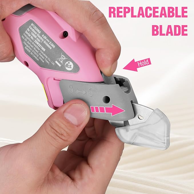 WORKPRO 4V Cordless Electric Scissors With 2 blades, Fabric, Leather, Carpet and Cardboard Cutter, 2000mAh Rechargeable Powerful shears with Storage Case