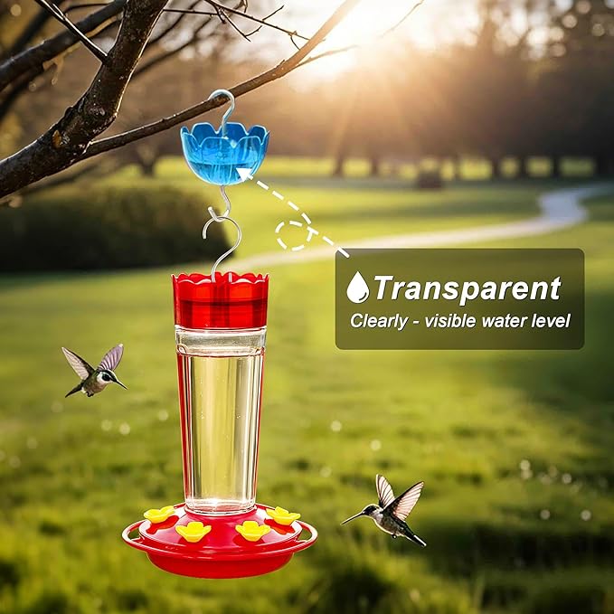 6-Pack Ant Moat for Hummingbird Feeders, Large Capacity Petal-Shaped Ant Guard, Outdoor Ant-Proof Hanging Feeder Accessories, Twist & Clean with Level Window (6 Set)