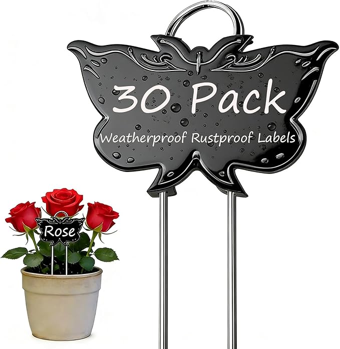 Metal Plant Labels 11in Tall 30 Pack Black Outdoor Waterproof Garden Label Large Garden Seed Stake Tags for Flowers Fruits and Vegetables
