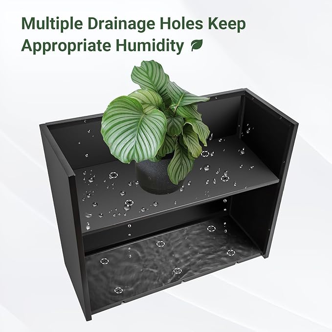 Metal Planter Box 30” x 12” x 24”, Heavy Duty Tall Rectangle Planter Box with with Drainage Holes & Rust-Proof Coating, Modern Outdoor/Indoor Black Planter Box for Porch, Garden, Patio, Yard