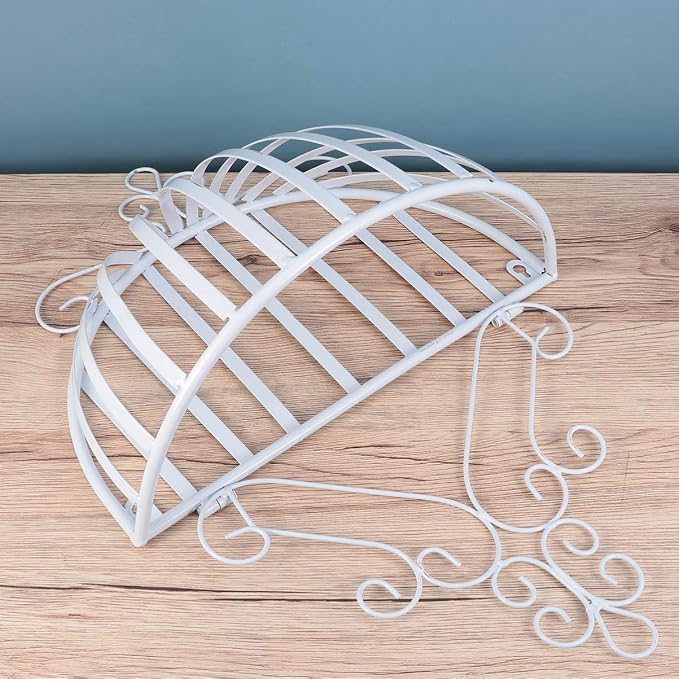 GANAZONO European Style Wall Mounted Flowerpot Rack Metal Plant Holder Half Round Hanging Planter for Balcony Garden Porch Decor 20.86X13.77X6.29 Inches