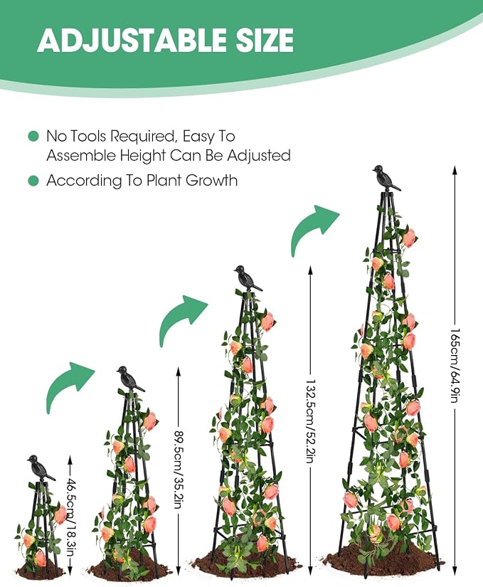 MYMULIKE 2Pack Garden Trellis for Climbing Plants Outdoor Indoor Pot 67'' Cucumber Trellis for Climbing Plant Support for Climbing Vegetables Plants Garden Obelisk Trellis Tomato cage & Climbing Rose