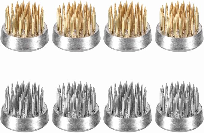 PATIKIL 8 Pcs Floral Frogs Kenzan, 0.9 Inch Round Brass Steel Flower Arrangement Holder, Arranger Pin Fixed Tool for Vase Centerpiece, Wedding, Home Decoration, Brass/Silver