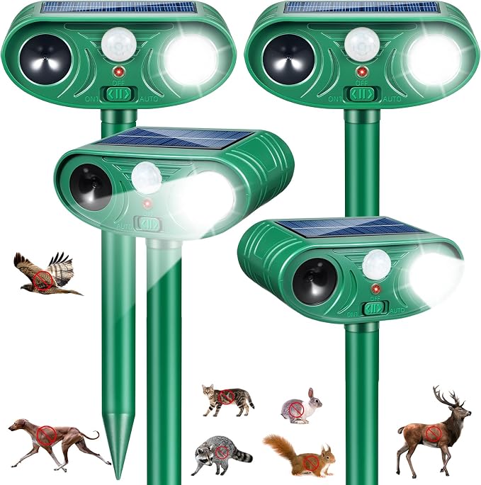 2026 Sonic Fortress Pro Deer Repellent Devices, Racoon Repellent Outdoor Squirrel Fortress Pro Animal Repeller Cat Deterrent with Motion Sensor& Light to Scare Bear Rabbit Skunk for Garden Yard(4)