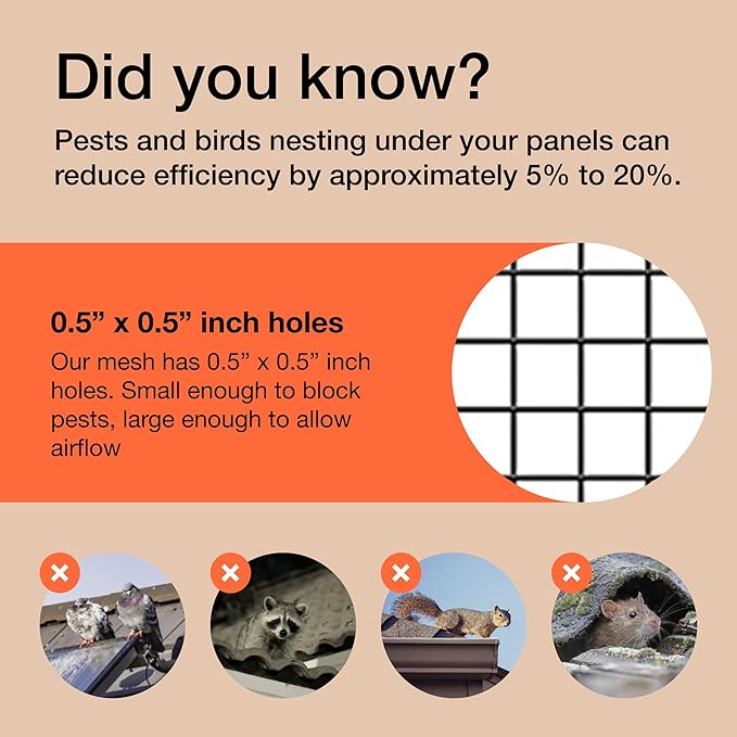 MaPorch Solar Panel Squirrel Netting - PVC Coated Galvanized Steel Mesh - 6 in x 50 ft Black, Under Fence Barrier Mesh - Squirrel Wire Guard & Bird Netting, Solar Panel Protection & Garden Fencing