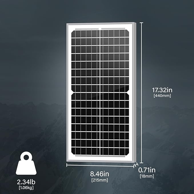 Newpowa 10W(Watts) 12V(Volts) Monocrystalline 10BB Solar Panel High-Efficiency PV Module Power for Boat RV Gate Opener Fences