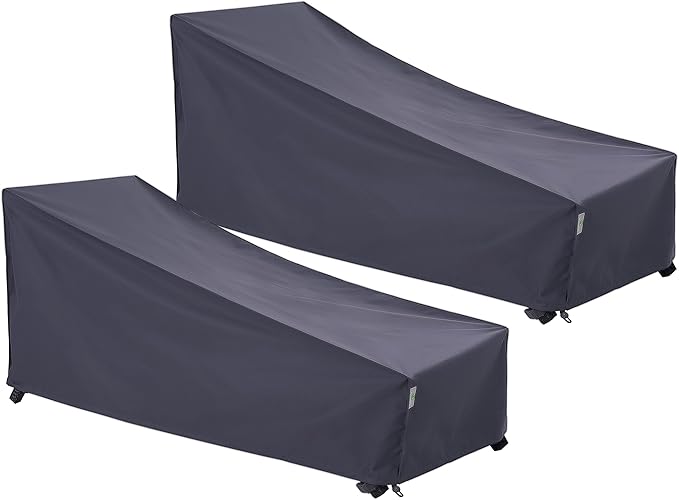F&J Outdoors Waterproof UV Resistant Heavy Duty Patio Chaise Lounge Chair Cover, 2Pack, 79"Lx30"Wx30"H, Grey
