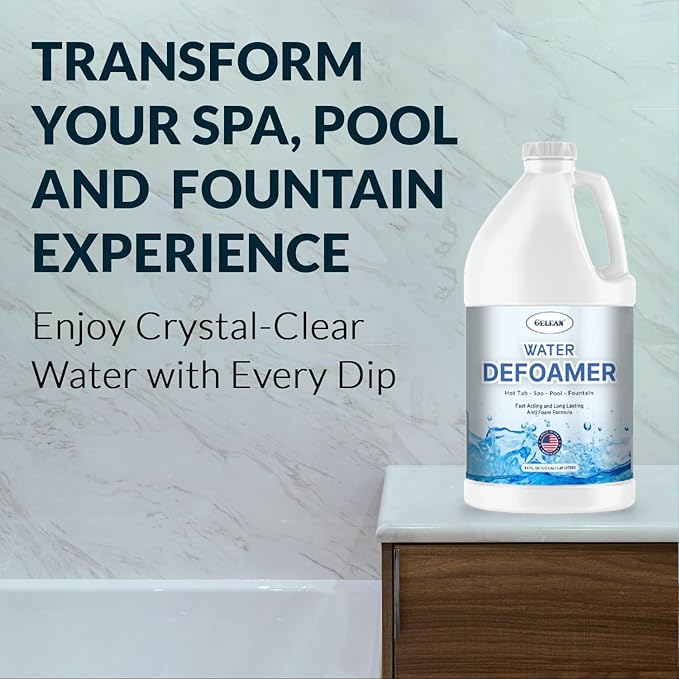 Hot Tub Defoamer - Pool, Fountain, Spa Anti Foam Defoamer -1/2 Gallon (64 oz.)- Eco Friendly & Safe Water Anti Foam - Quickly Removes & Prevents Foam - Silicone Emulsion HotTub Chemicals Made in USA,
