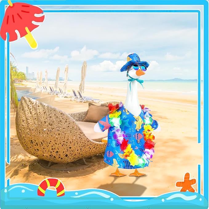 Hawaiian Goose Outfit Summer Porch Goose Outfits Bikini Goose Clothes Cute Goose Costume for Outdoor Garden Yard Decor(Beach Blue)