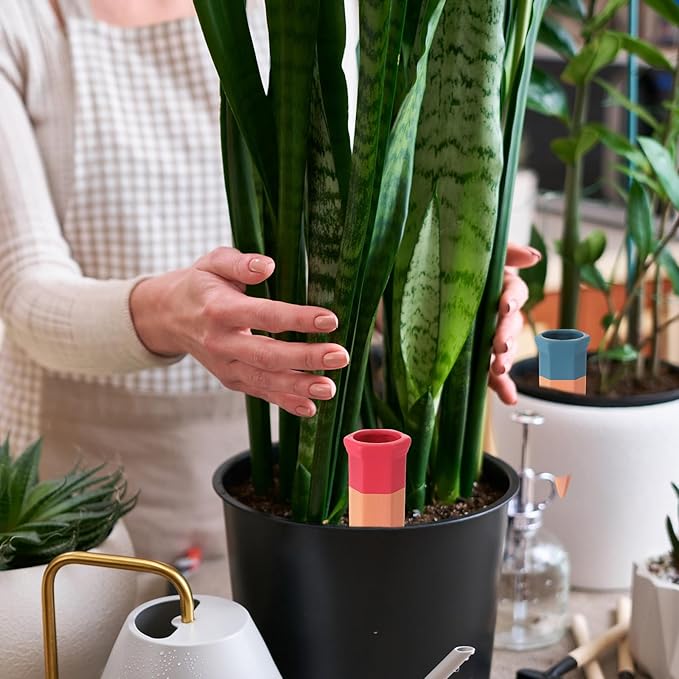 Baderke 16 Pcs Terracotta Watering Spikes Colorful Automatic Self Watering Stakes Slow Release Vacation Plant Waterer Devices for Indoor Outdoor Plants