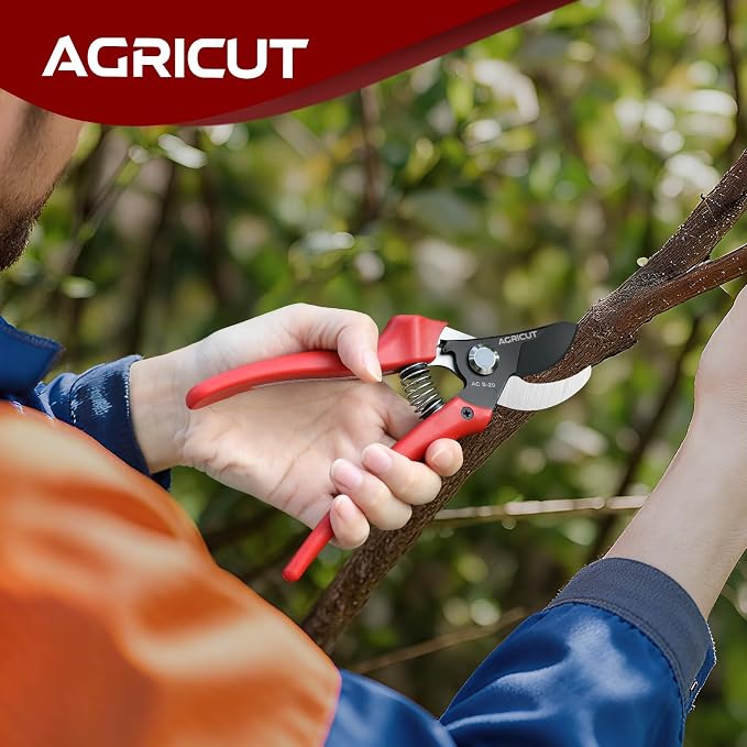 AGRICUT 7" Pruning Shears Heavy Duty Professional, Made of Japanese SK5 Steel Blades, 4/5 Cut Capacity, Bypass Hand Pruners Garden Clippers for Tree Flower Branch Trimming, S20