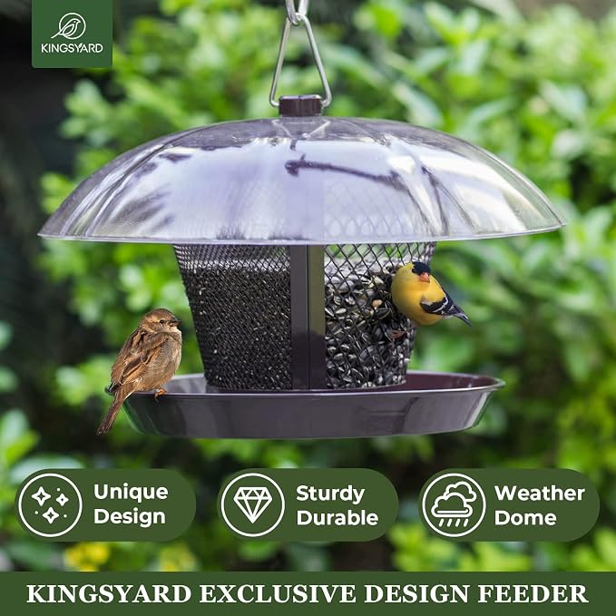 Kingsyard Bird Feeder for Outside Metal Mesh Wild Bird Feeder 2-Pack Heavy Duty Deck Hook