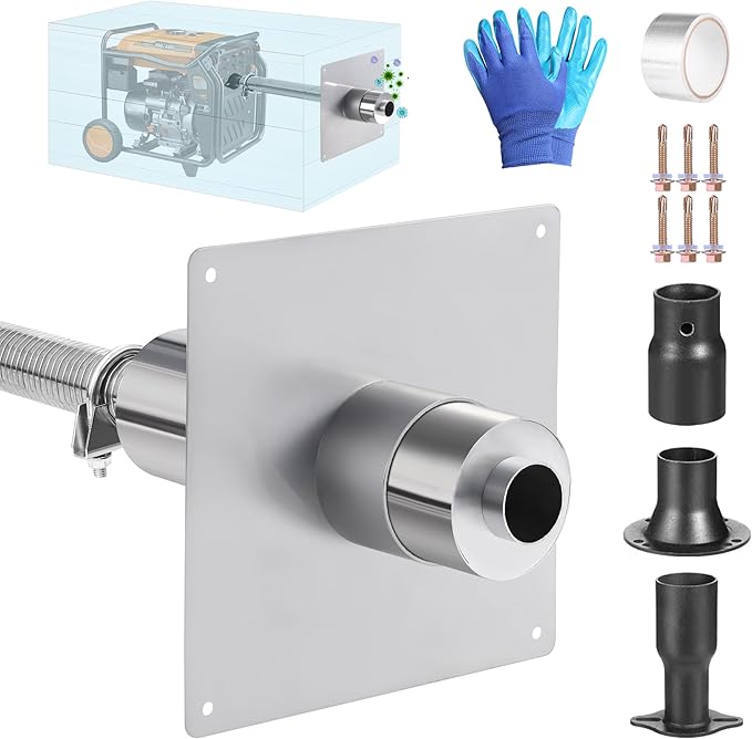 Generator Exhaust Extension Silencer Kit, Portable Generator Muffler Silencer Kit (Used in Shed Box) Exhaust Noise Reduce 80% (Silver, 25.51" Hose)