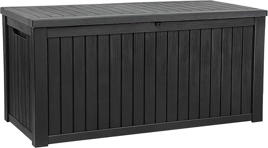 YITAHOME 220 Gallon Large Outdoor Storage XL Deck Box w/Divider for Patio Furniture,Outdoor Cushions, Garden Tools, Sports Equipment and Pool Supplies, Waterproof, Resin, Lockable, Black