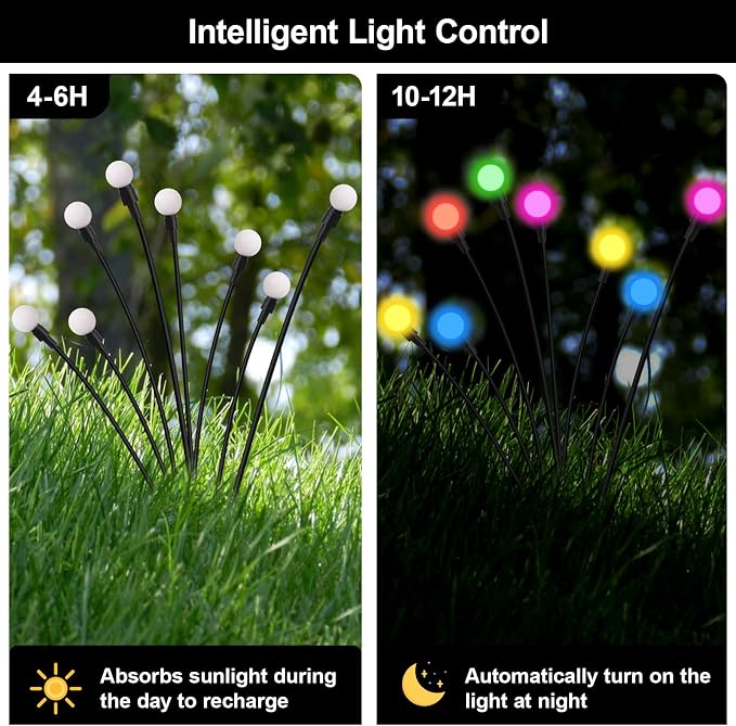 Swaying Solar Lights for Outside, 8 Mode RGB Color Changing Firefly Outdoor Waterproof, Swaying Solar Garden Lights Stakes for Christmas Holiday Yard Patio Garden Decor 8 Pack(Multicolor)
