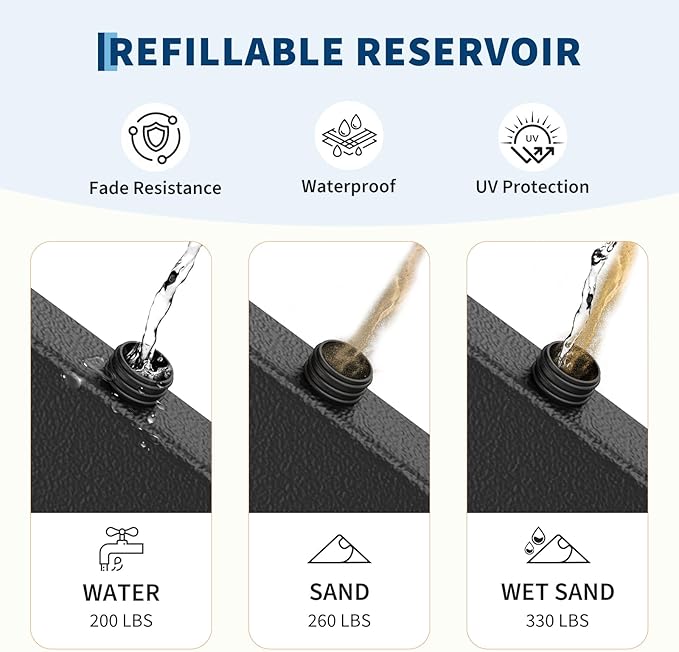 GarveeLife Patio Umbrella Base, 220lb Capacity Heavy Duty Design with Adjustable Pole Adapter Fits 1.5" to 2.1" Poles for 7.5-11FT Umbrellas, Corrosion-Resistant and Wind-Resistant for Outdoor, Patio
