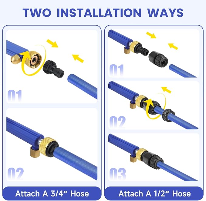 Jet Nozzle for Garden Hose, High Pressure Washer Hose Nozzle, Power Washer Wand with 2 Different Nozzles and Hose Quick Connectors for Car Washing, Garden Cleaning, Patio (Blue)