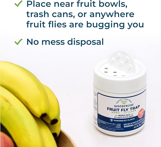 Wondercide - Fruit Fly Traps for Indoors - Fruit Fly Killer - Pet and People Safe - Made in USA & Plant Based - 5.4 oz - 2 Pack