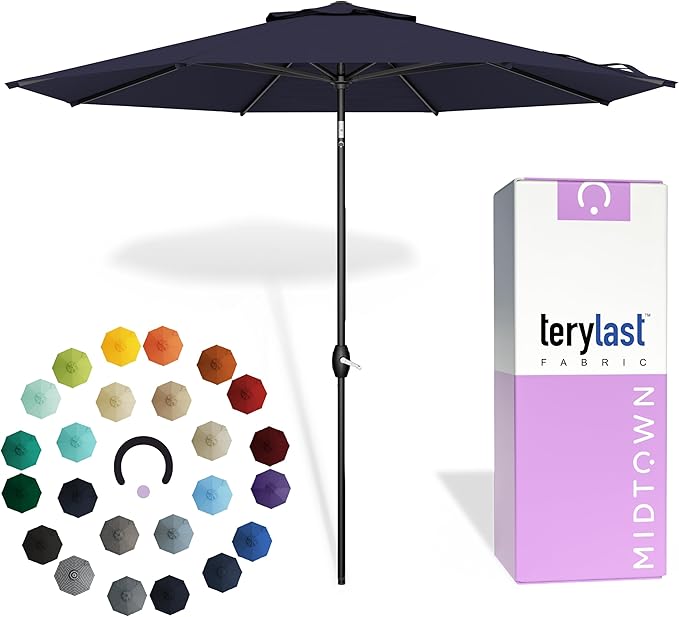 Midtown Umbrellas The Lean Patio Umbrella (Terylast Fabric - Navy, 10 Foot)