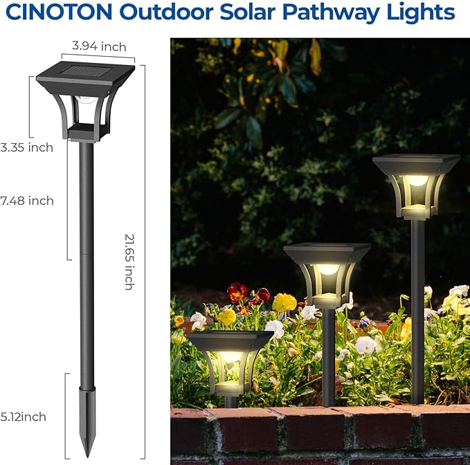 CINOTON 18 Pack RGBCW Solar Pathway Outdoor Lights, 3 Lighting Modes Solar LED Garden Lights, IP65 Waterproof Outside Solar Powered Landscape Lighting for Planter Lawn Pool Balcony RGB/Warm/Cold White