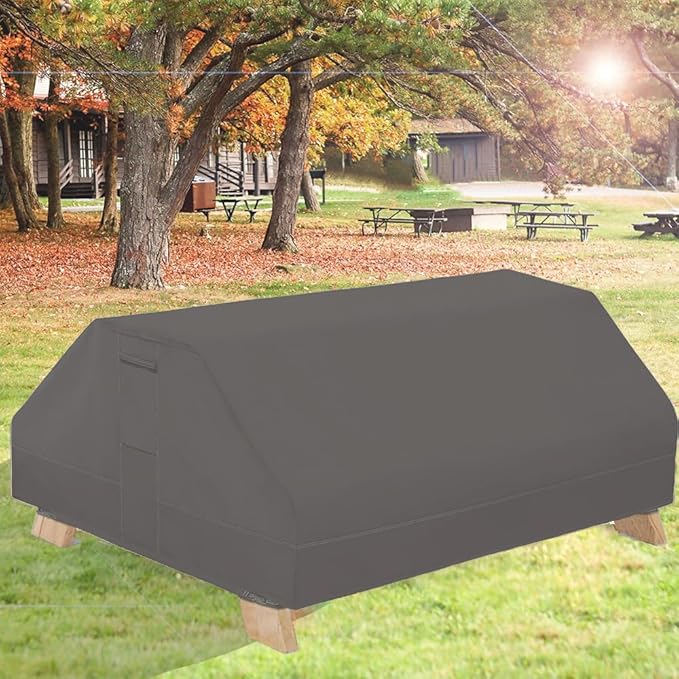 Picnic Table Cover Waterproof 70/72 Inch 600D Oxford Outdoor Table Cover with Bench Covers for Winter DustProof Heavy Duty (Grey, 6FT-70/72inch)