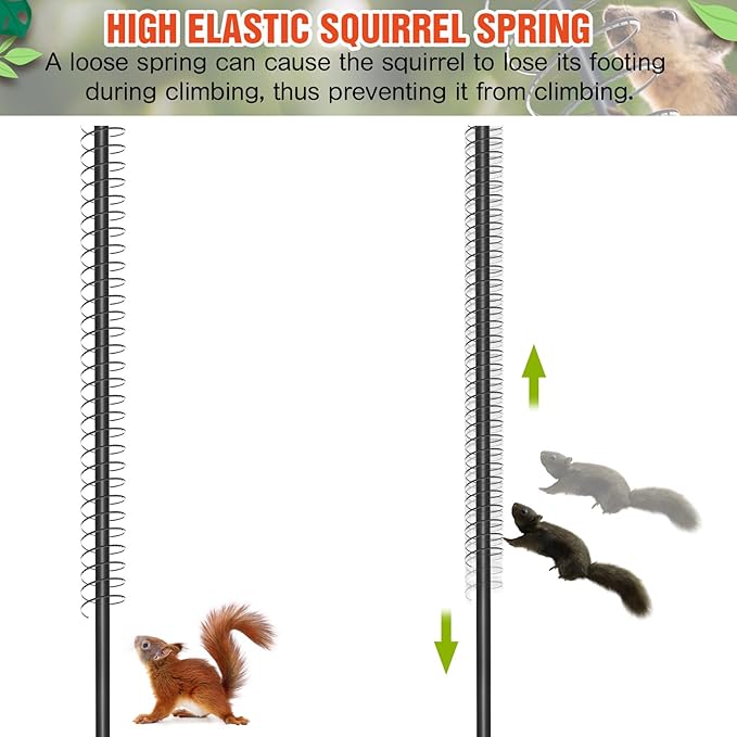 Qualirey 6 Pcs Metal Squirrel Baffle Squirrel Proof Spring for Bird Feeders Spring Coil Guard Protects Hanging Bird Feeders for Outdoor(Black)