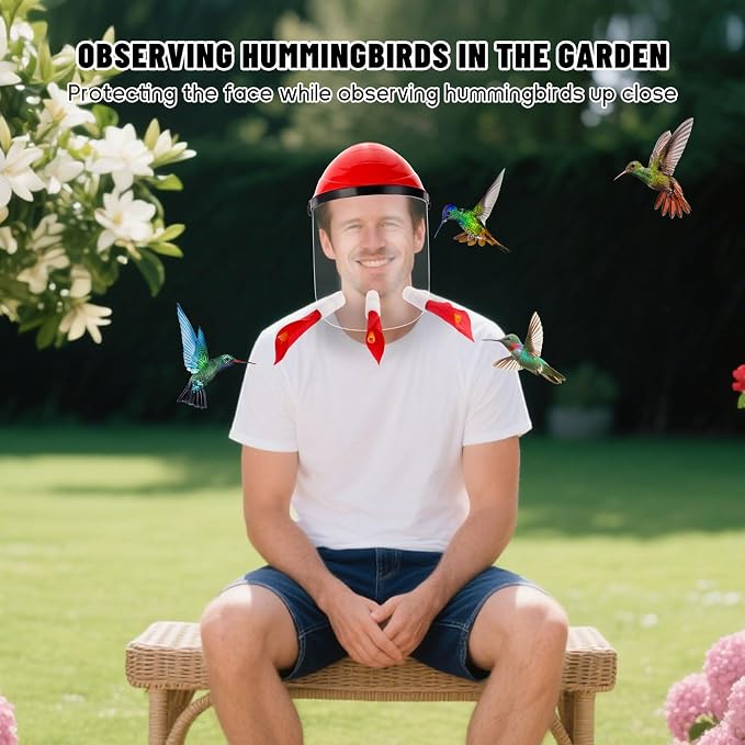 2PACK Humviewer Hummingbird Feeder Mask, Outdoors Wild Humming Bird Feeder Hat with 3 Feeding Ports and Honey Storage Bottle