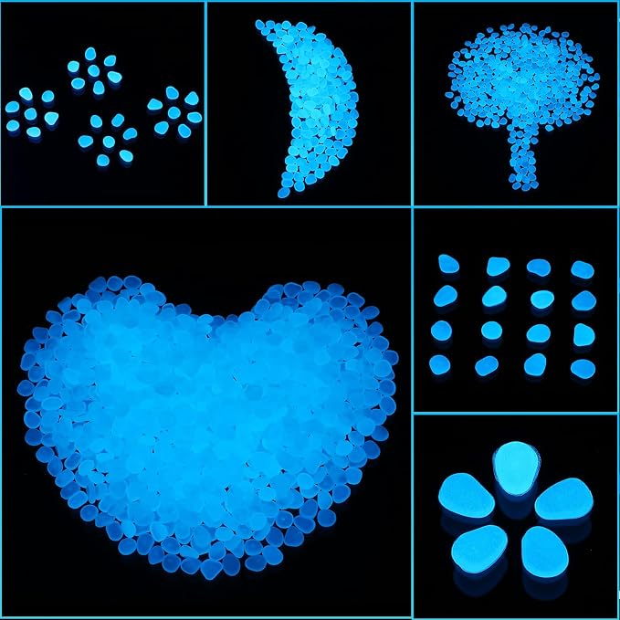 Landical 20000 Pcs Glow in the Dark Rocks Bulk Blue Garden Glow Rocks Outdoor Garden Glow in the Dark Pebble Glow in the Dark Stone for Walkway Backyard Landscaping Fish Tank Plant Decor