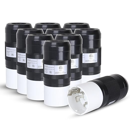 50A Twist Lock RV Plug - 50 Amp RV Extension, Generator Cord, RV Power Cord 50 Amp,125/250V CS6365, Twist Lock Adapter, High Voltage Generator - 12500 Watts 3 Pole 4 Wire | 10 Pack