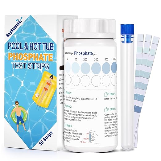 Phosphate Test Kit for Pool Hot-Tub: 50 Counts Water Phosphate Test Strips for Swimming Pool - Pool Phosphate Test Kit