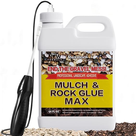 Rock Glue For Landscaping With Electric Sprayer 64 OZ Ready-to-Use Mulch Glue,Gravel Glue 100% Permeable,Pet-Safe Adhesive for Stones & Pebbles,Suitable for Outdoor Landscape,Walkways & Patios