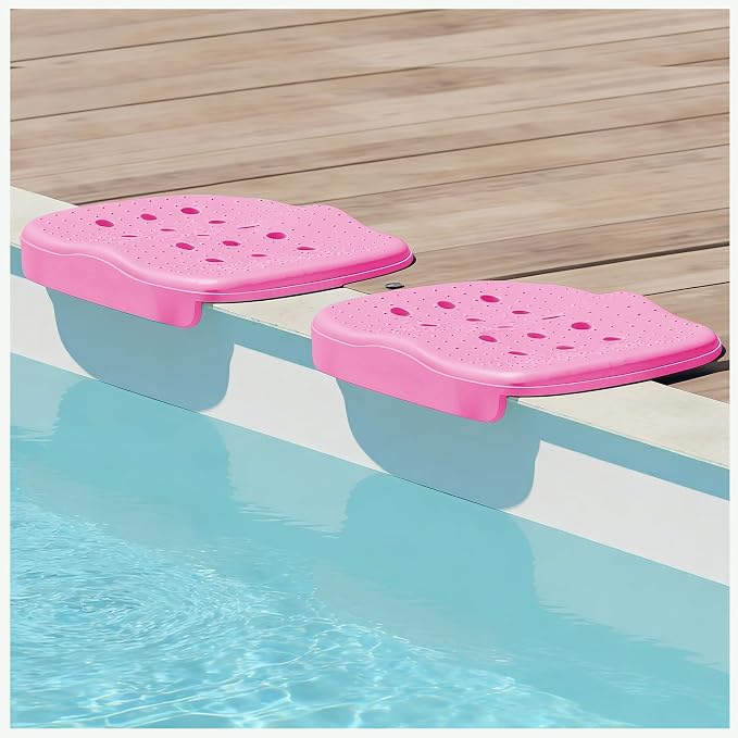 Poolside Seat Cushion, Pool Seat for Edge of Pool, Portable Outdoor Chair Mat with Carry Bag, Non-Slip & Quick-Drain for Swimming Pool, Patio, Deck, Hot Tub Bench (Pink, 2 PC)