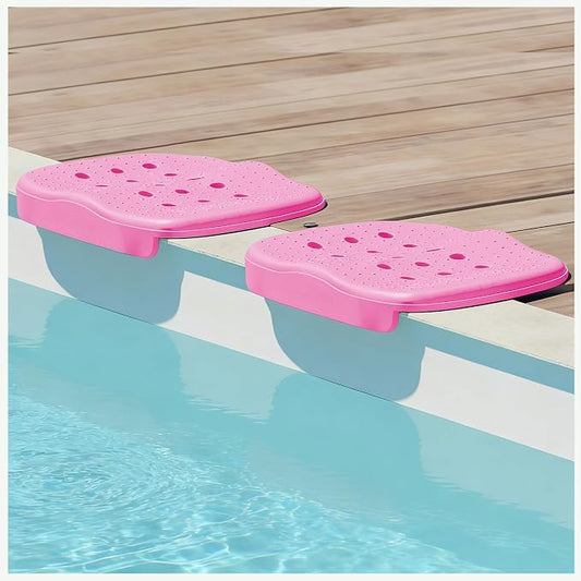 Poolside Seat Cushion, Pool Seat for Edge of Pool, Portable Outdoor Chair Mat with Carry Bag, Non-Slip & Quick-Drain for Swimming Pool, Patio, Deck, Hot Tub Bench (Pink, 2 PC)