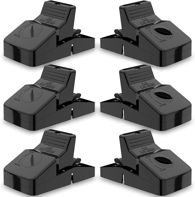 Pest Control Rat Traps Set of 6 Large Snap Traps for Rats Mice & Chipmunks Indoor & Outdoor Mouse Traps Reusable Humane Mousetraps Easy to Set Fast & Effective Powerful Snap Trampas Para Ratas Grandes