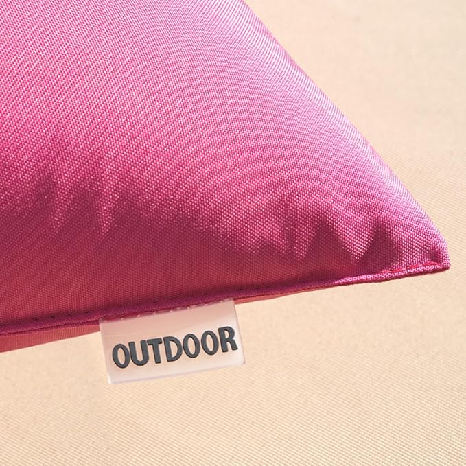 MIULEE Pack of 2 Decorative Outdoor Waterproof Pillow Covers Rectangular Garden Cushion Sham Throw Pillowcase Summer Shell for Patio Tent Couch 12x20 Inch Hot Pink