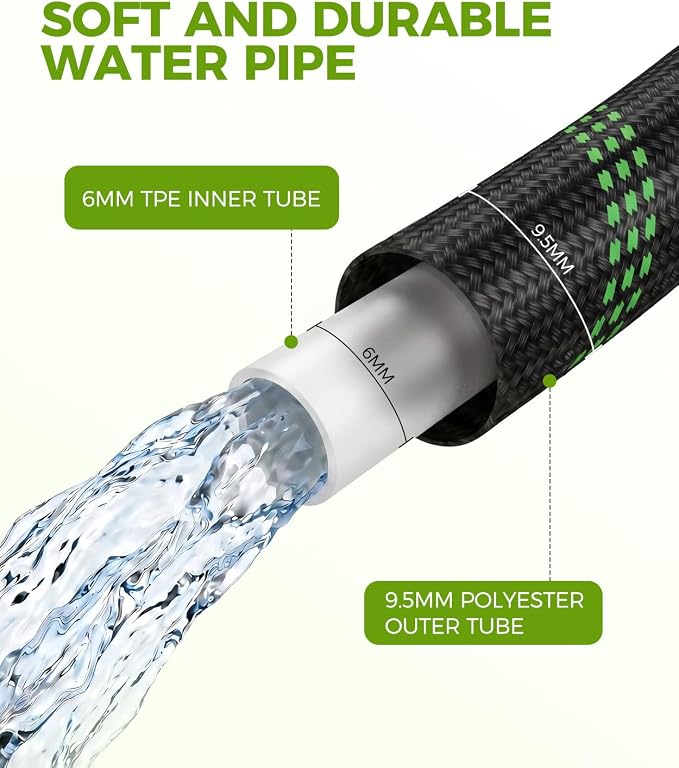 75ft Garden Hose, Non-Expandable Water Hose with 8 Function Spray Nozzle, Lightweight, Knik-Free, Burst-Resistant, Durable & Flexible 3/4" Garden Hose for Lawn, House Cleaning, Car Washing