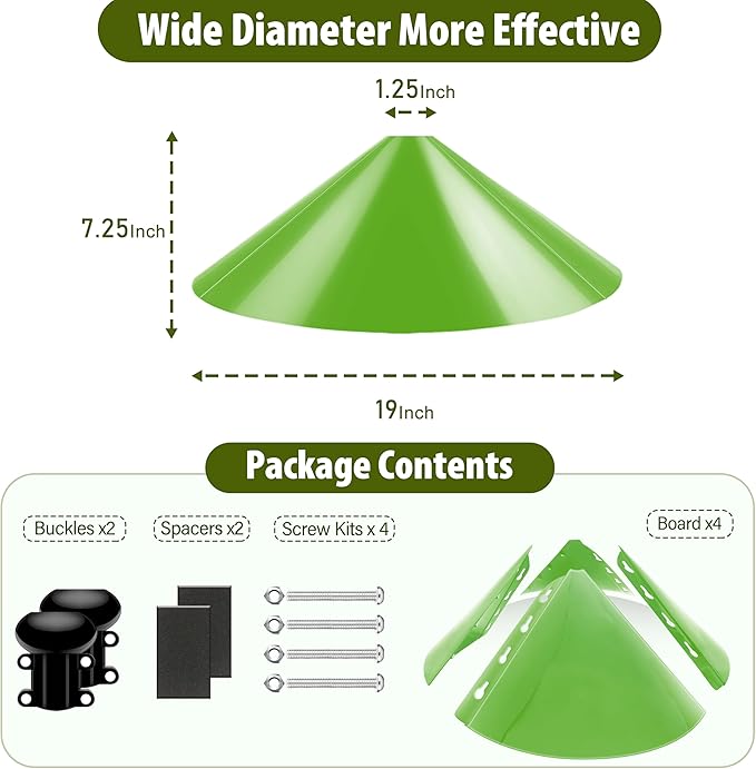 19 Extra Large Squirrel Baffle, Squirrel Proof Bird Feeders,Rodents Cage Accessories of Bird Houses, Squirrels Buster Bird Feeders(GrassGreen)