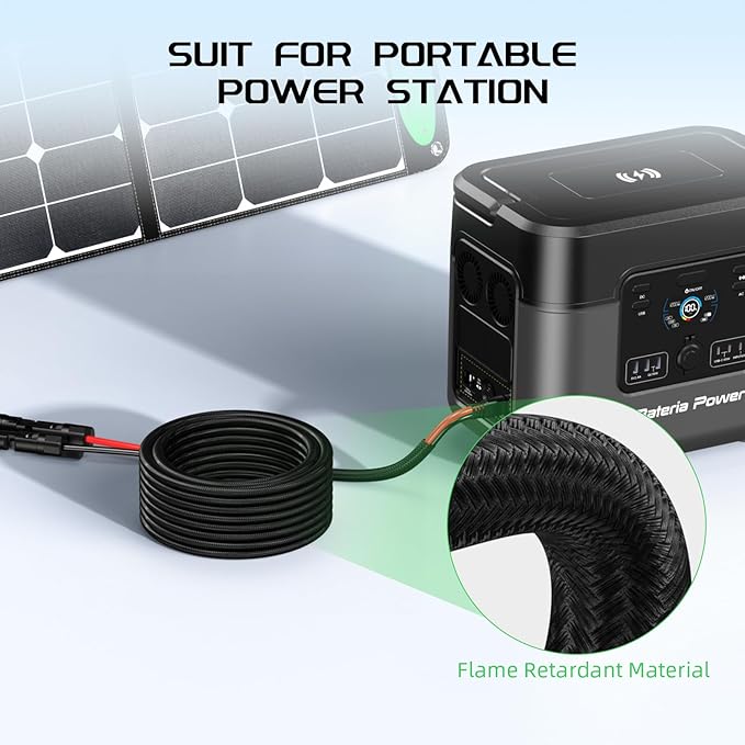 Bateria Power Solar to XT60 Charge Extension Cable with Solar Connectors Caps,Solar Connector to XT60 Adapter Cable for Solar Panel to Battery RV Power Station Solar Generator(12AWG 3.3Ft)