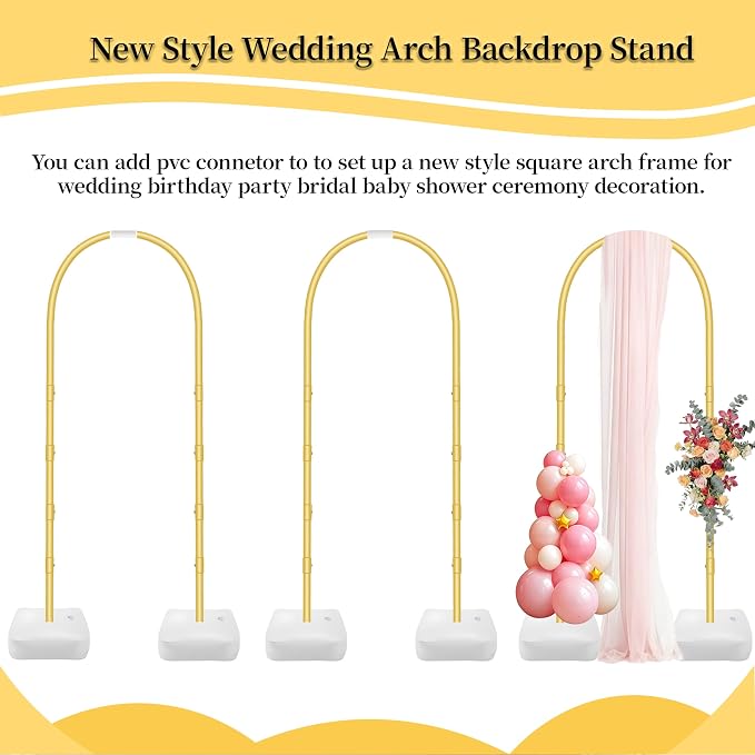 Balloon Arch Kit,Adjustable 8.2FT & 6FT Half Balloon Arch Stand with Base for Birthday Wedding Baby Shower Graduation Party Decorations(Gold)