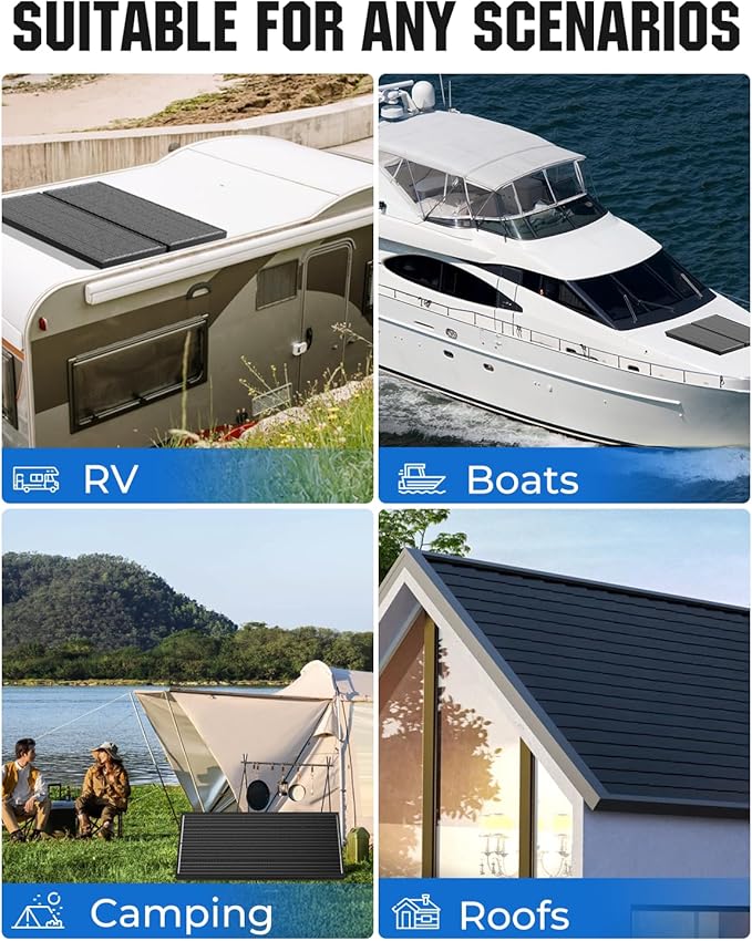 18BB N-Type 800 Watt Solar Panel, 12V 8PCS 100W Solar Panels, 25% High-Efficiency, Monocrystalline PV Modules, for RV, Marine, Boat, Shed Farm, Rooftop, Farm and Off-Grid System